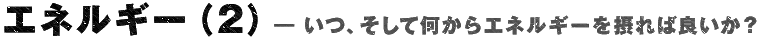エネルギー(2) — いつ、そして何からエネルギーを摂れば良いか?